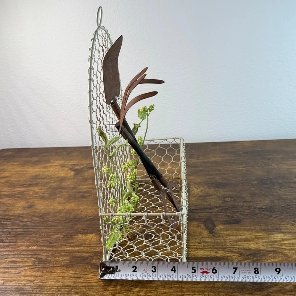 Rustic Brown and Cream Wall Decor with Garden Tools